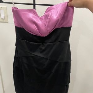 Magenta and Black Strapless Dress (New)
